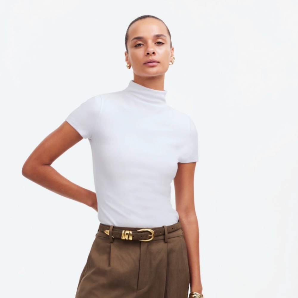 Madewell Short-Sleeve Mockneck Tee • size medium • NWT • NS583